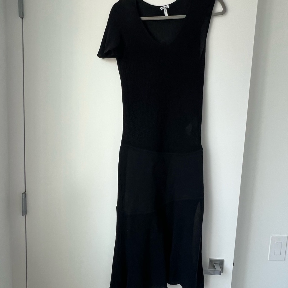Loewe JWA Black Knit Midi Dress with side slit